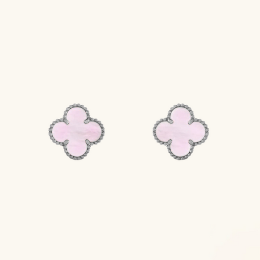 CLOVER | Rose/Silver Earrings